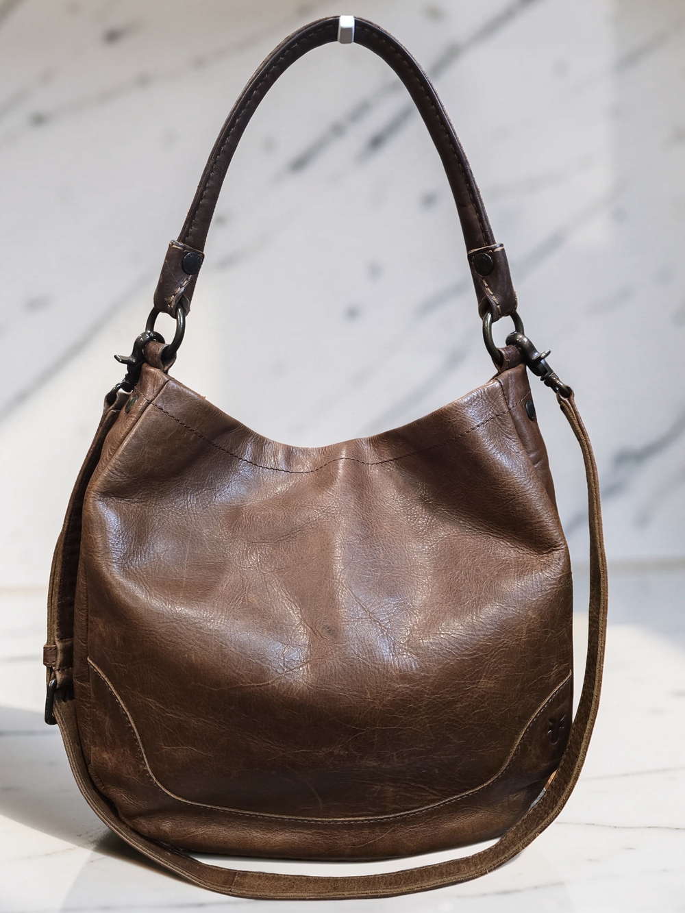 FRYE Melissa Leather Distressed Hobo Bag